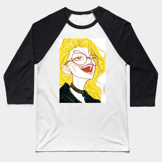 blonde vampire influencer ecopop in fancy style art in the dark Baseball T-Shirt by jorge_lebeau